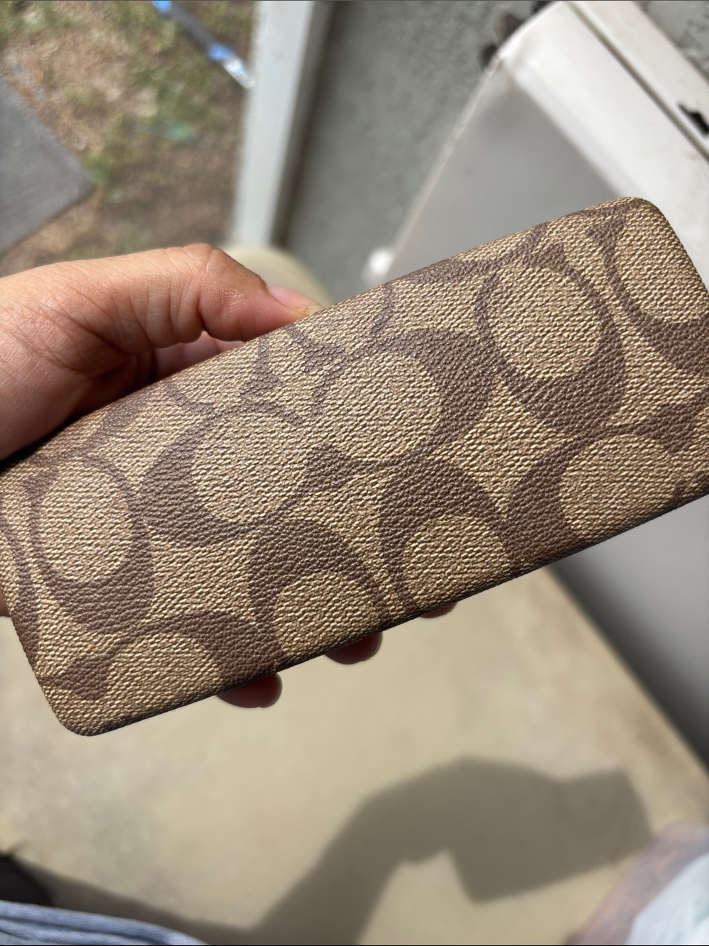 Coach Continental Wallet in Khaki and Brown Signature Canvas glasses case